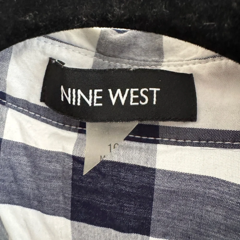 Nine West Sleeveless Gingham Shirt Dress – Size 16 - Picture 2 of 9